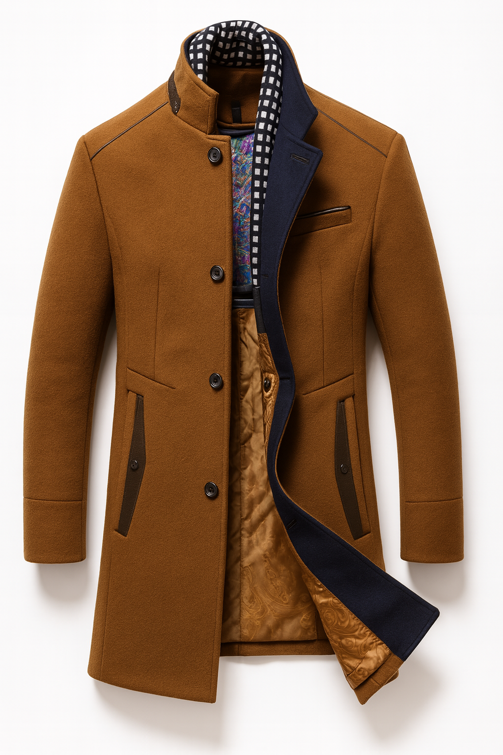 Clément | Manteau Homme Col Contrasté Boutonné Laine