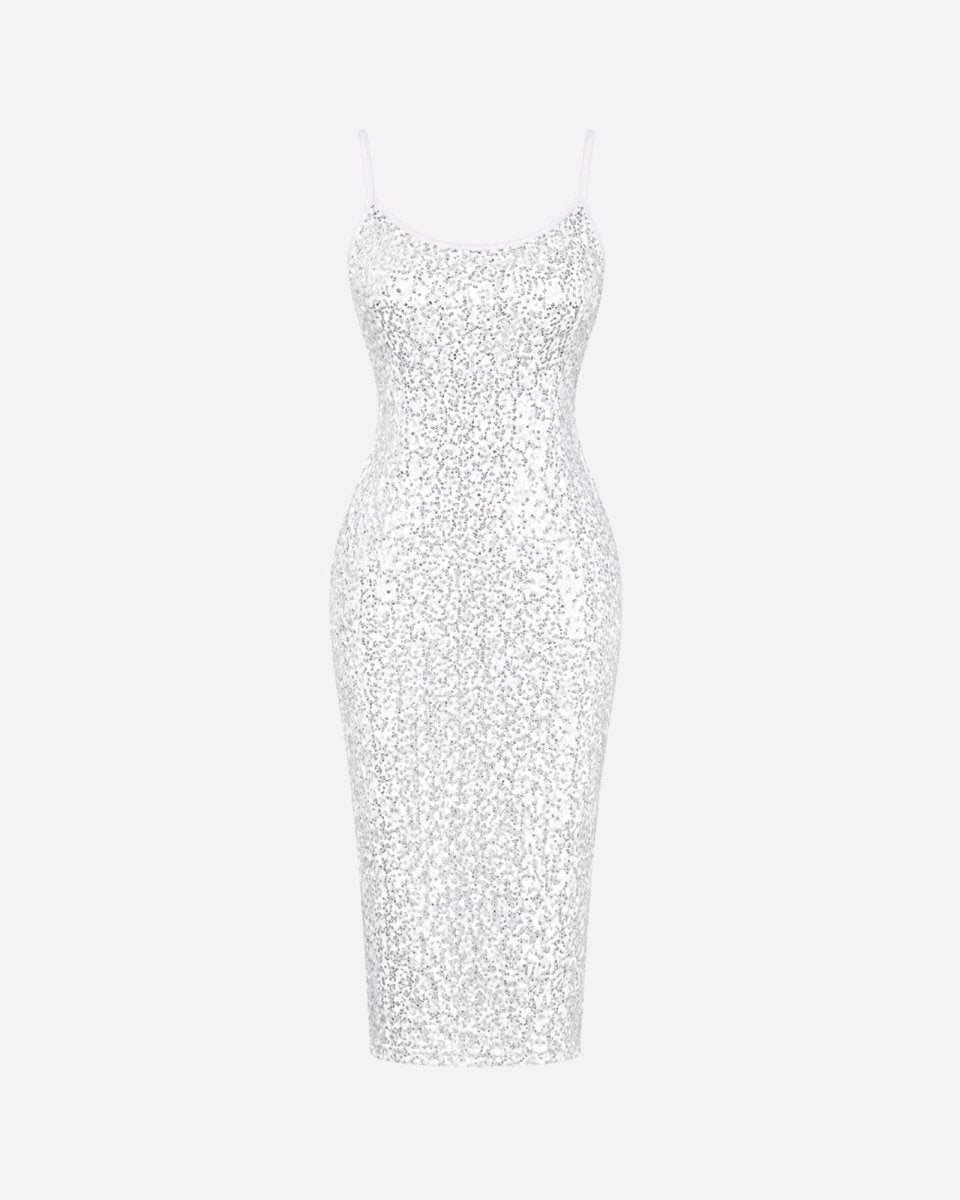 Anaïs | Robe Midi Sequinée à Bretelles Spaghetti