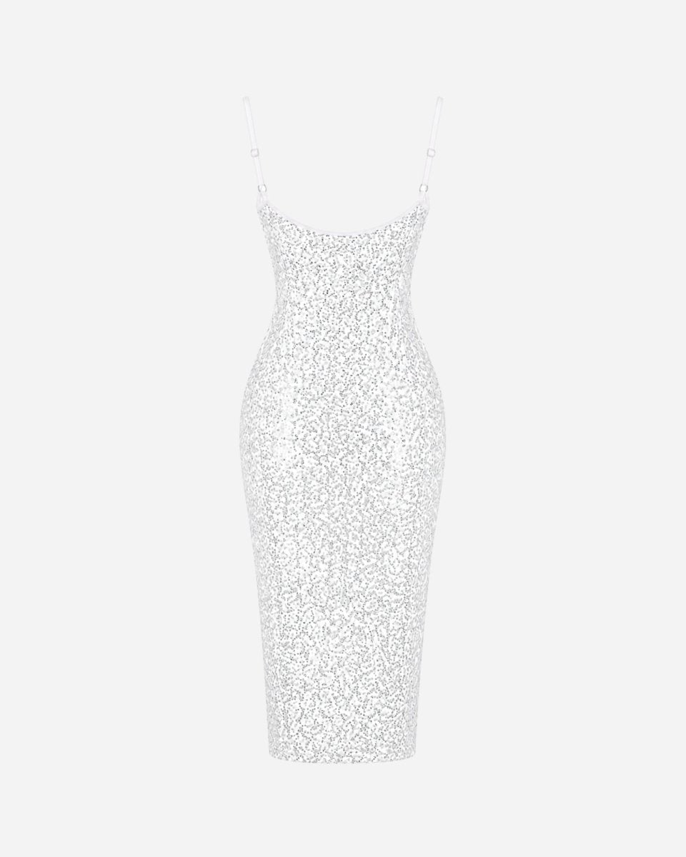 Anaïs | Robe Midi Sequinée à Bretelles Spaghetti