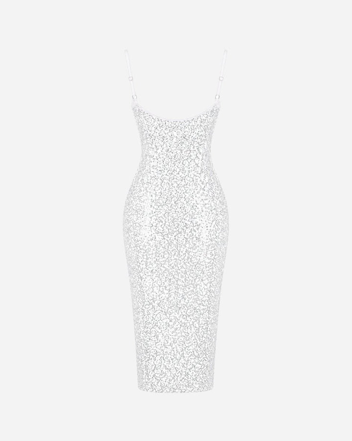 Anaïs | Robe Midi Sequinée à Bretelles Spaghetti