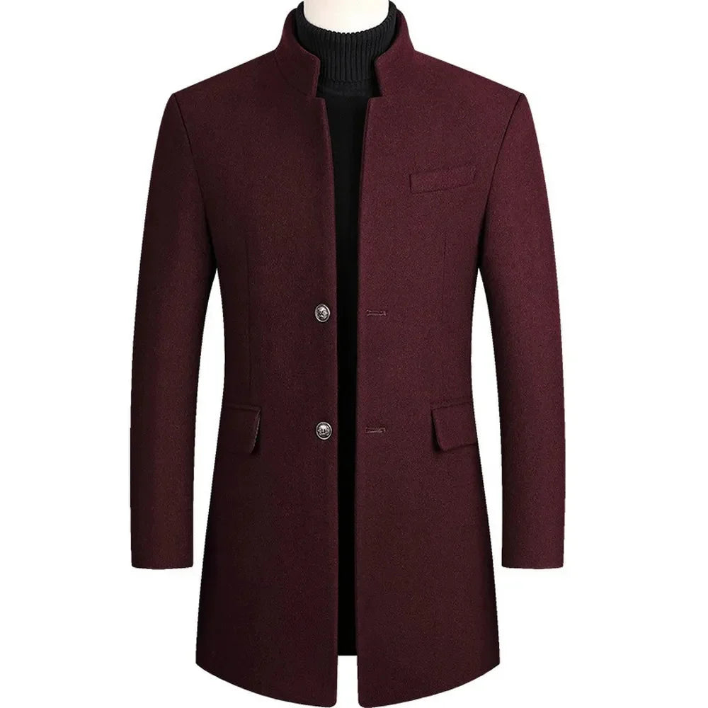 Edouard | Manteau Long Laine Homme Col Montant