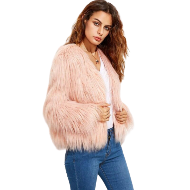 Charlotte | Veste Femme Fausse Fourrure Rose Cropped