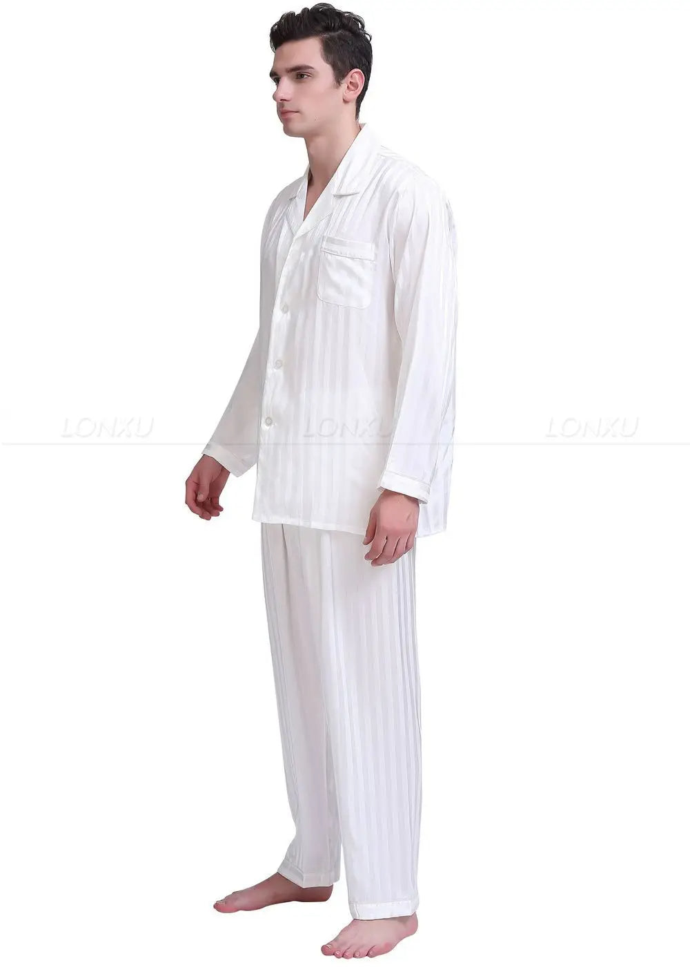 Pyjama homme satiné boutonné