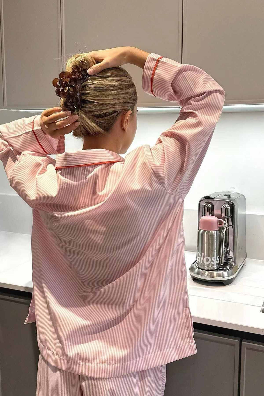 Héloïse | Pyjama Femme Rayé Col Boutons Cœur