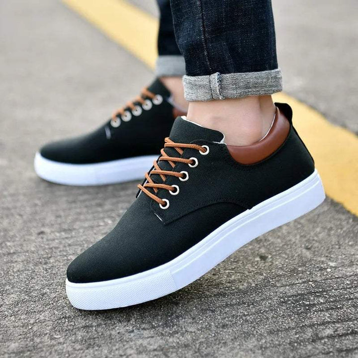 Pierre | Chaussures Basses Toile Homme Lacets Marron