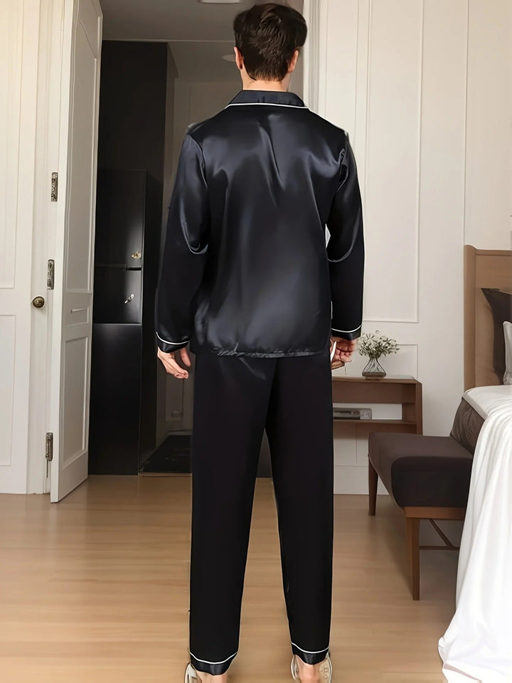 Romain | Pyjama Homme Satiné Boutonné Col Cheminée