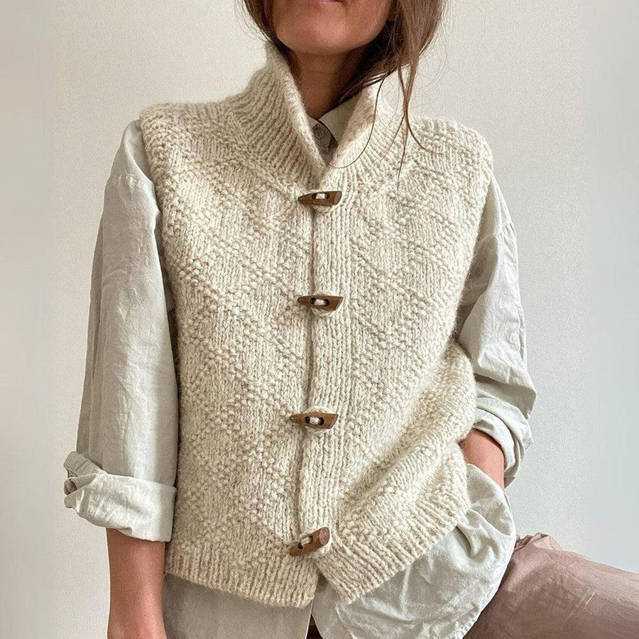 Gilet sans manche femme en maille col montant