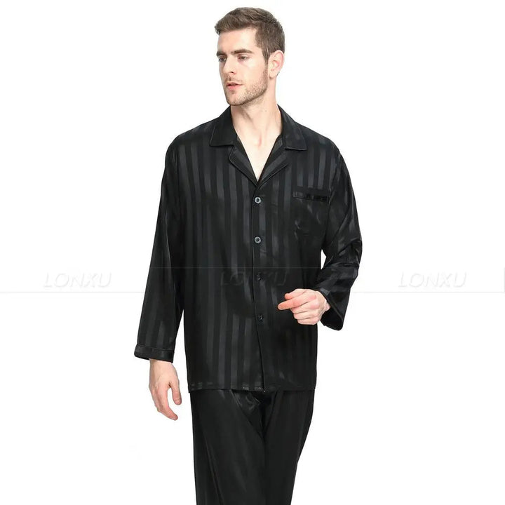 Simon | Pyjama Homme Rayé Satiné Boutonné