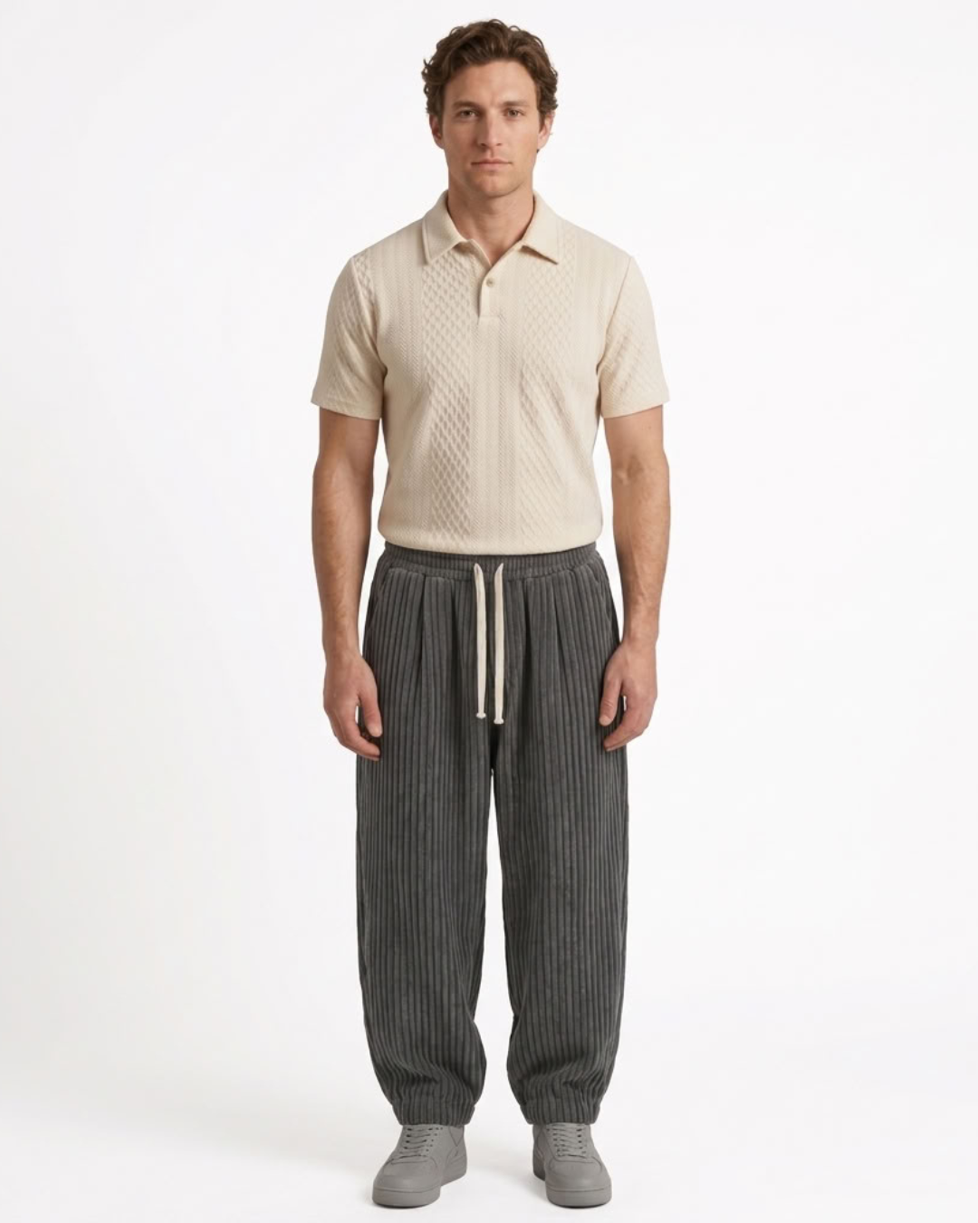 Julien | Pantalon en Velours Côtelé à Cordon de Serrage