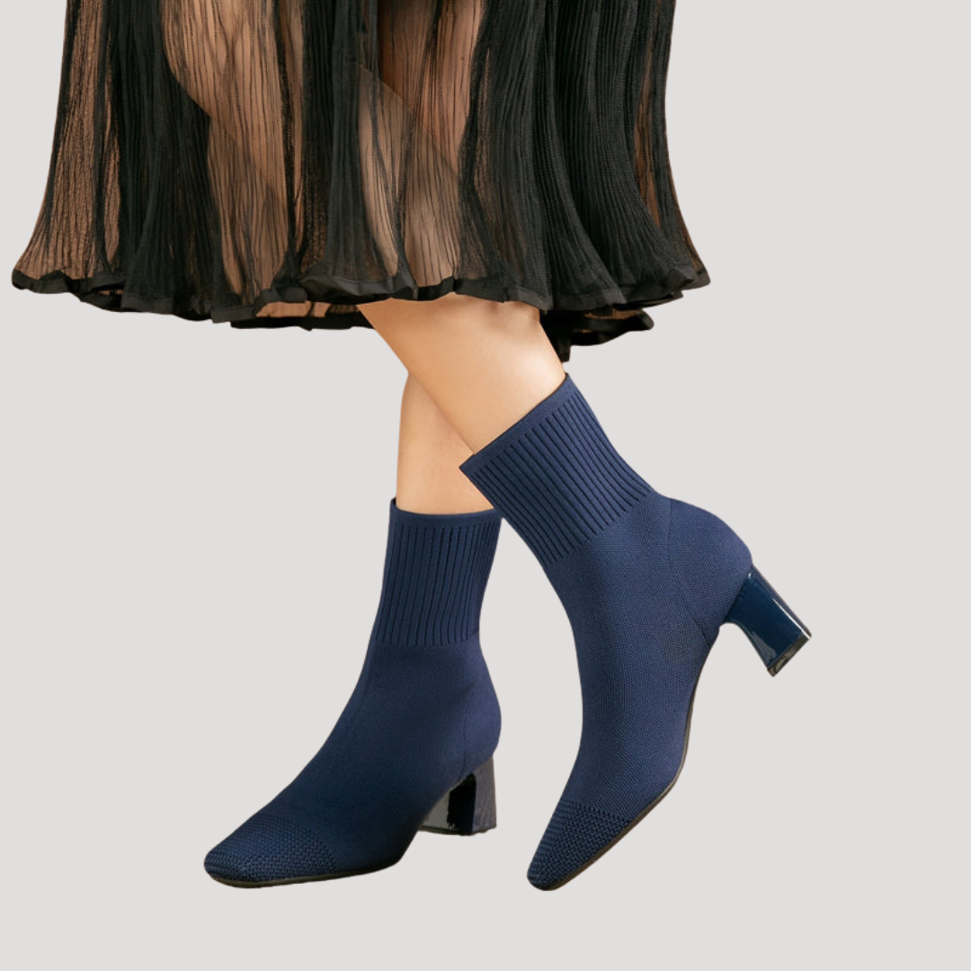 Lola | Bottes Chaussettes Femme Tricotées Talon Bloc