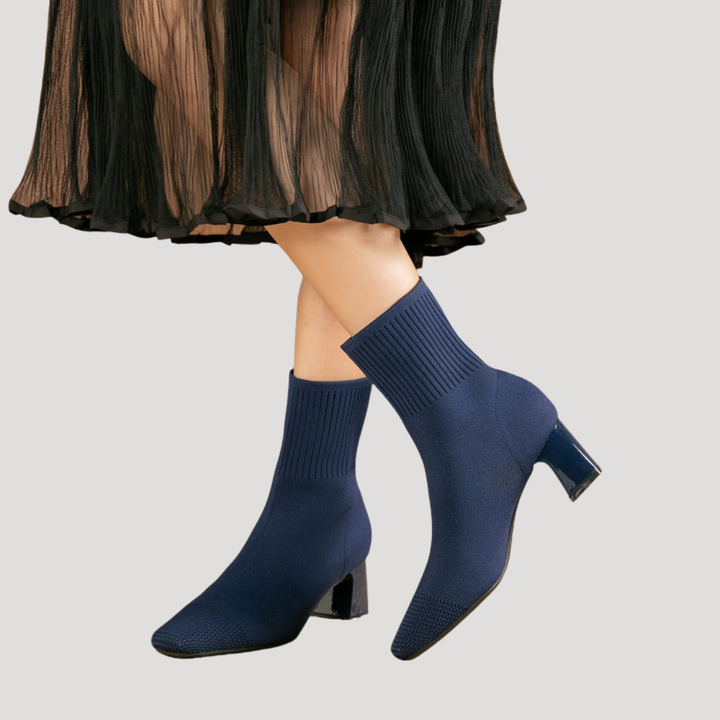 Lola | Bottes Chaussettes Femme Tricotées Talon Bloc