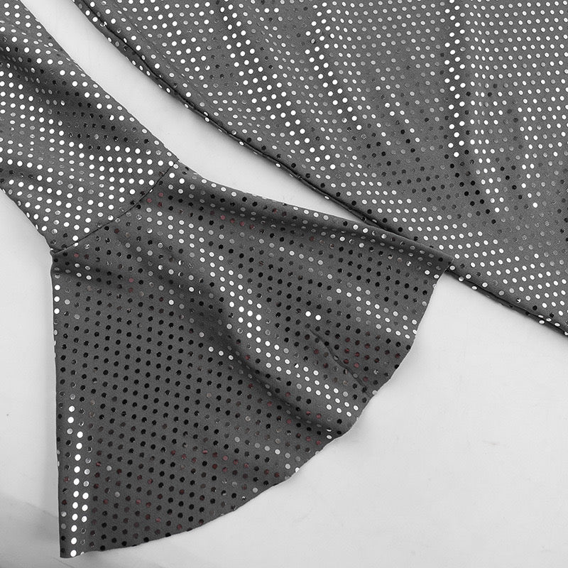Juliette | Robe Longue Mesh Manches Cloche Col Off-Épaules
