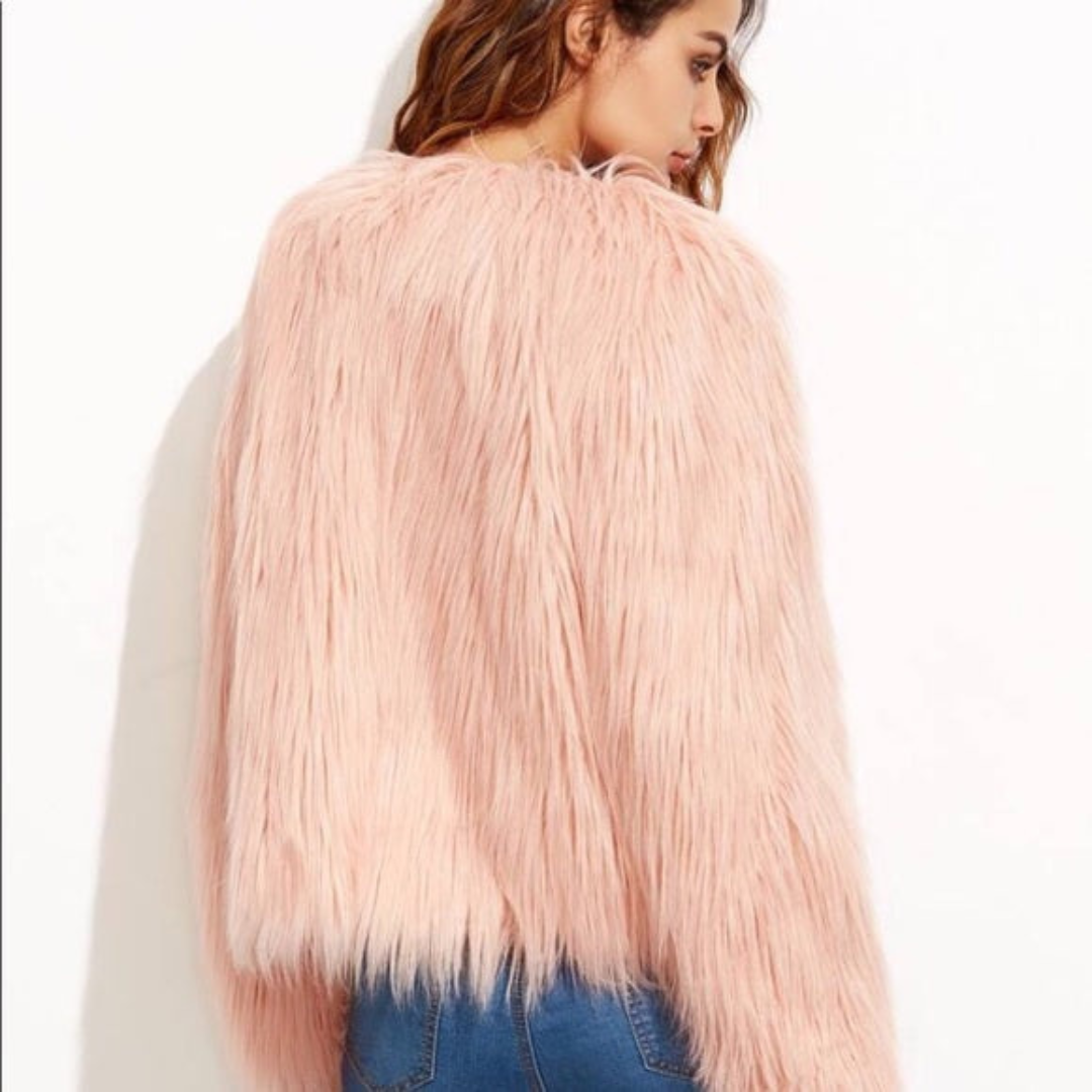 Charlotte | Veste Femme Fausse Fourrure Rose Cropped