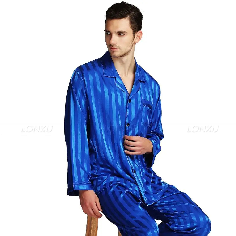 Simon | Pyjama Homme Rayé Satiné Boutonné