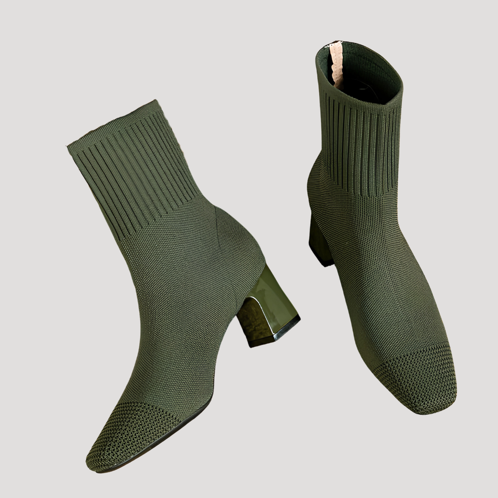 Lola | Bottes Chaussettes Femme Tricotées Talon Bloc