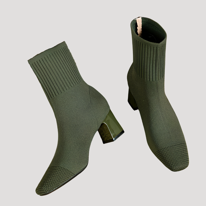 Lola | Bottes Chaussettes Femme Tricotées Talon Bloc