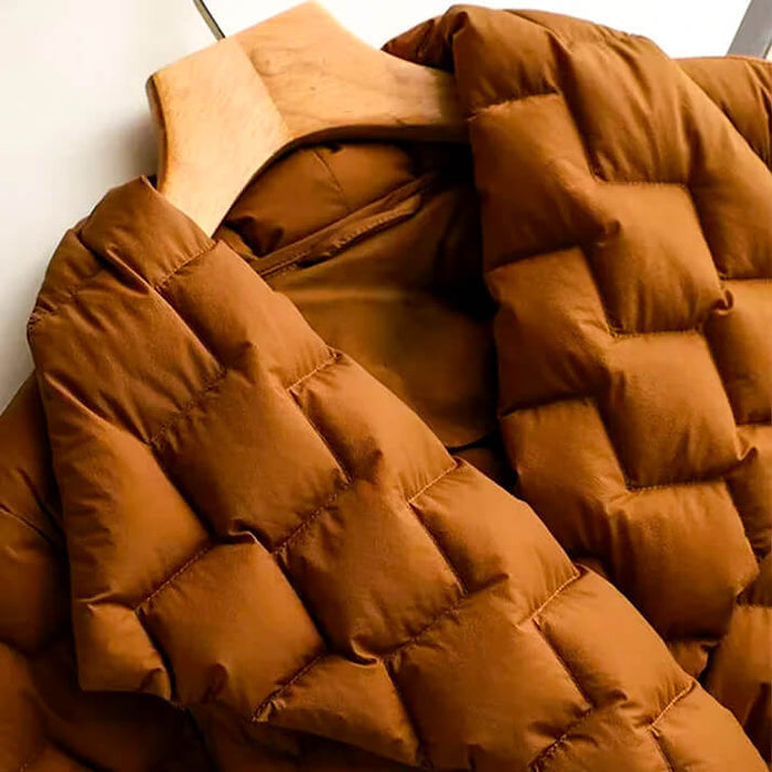 Céline | Veste en Doudoune Ceinturée Quiltée Col Revers Longue Femme