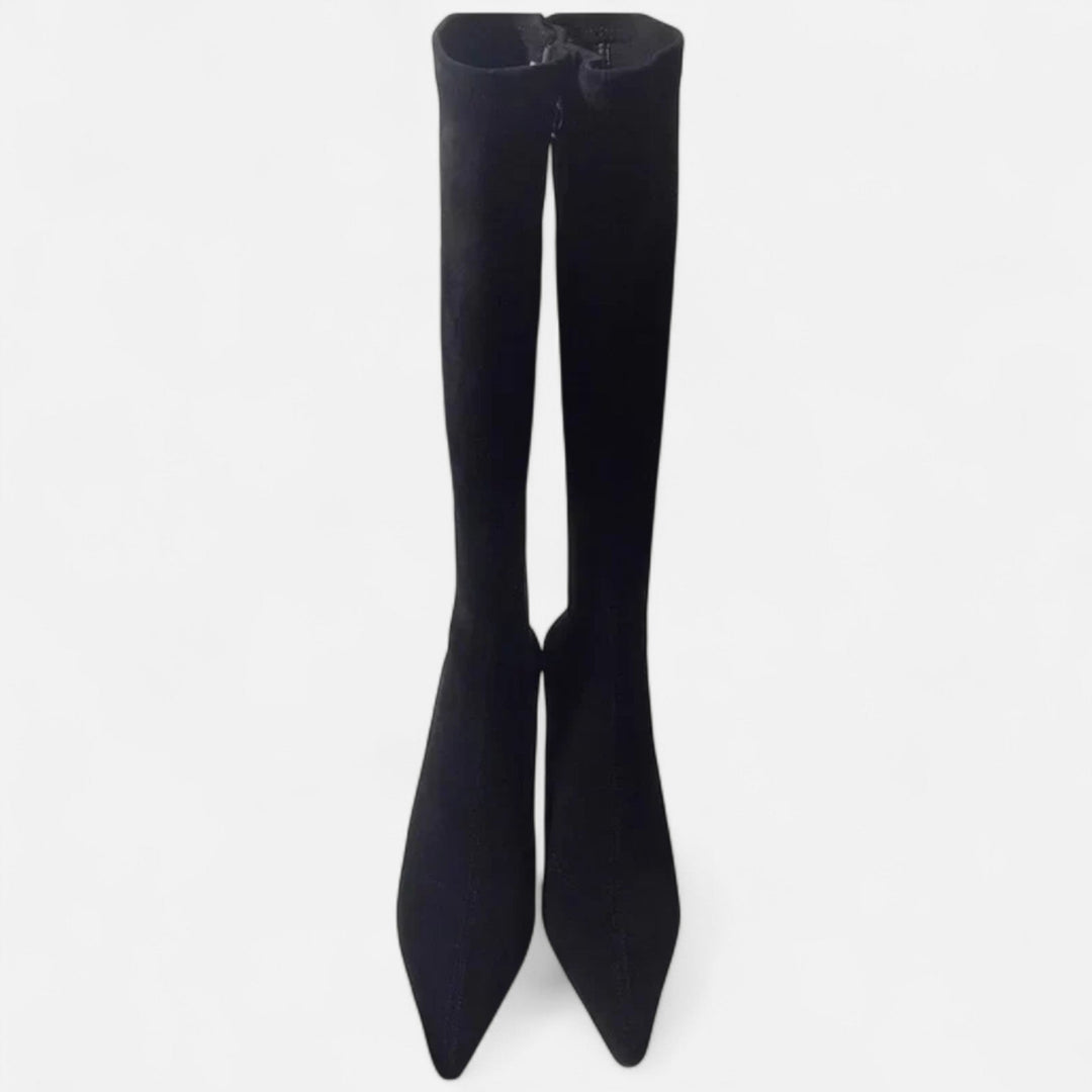 Louise | Bottes Montantes en Daim à Talon Kitten