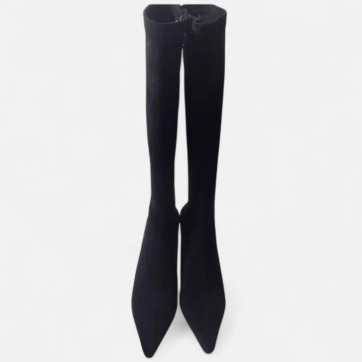 Louise | Bottes Montantes en Daim à Talon Kitten
