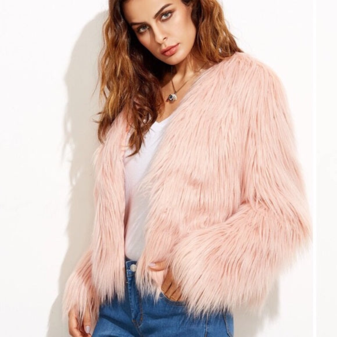 Charlotte | Veste Femme Fausse Fourrure Rose Cropped