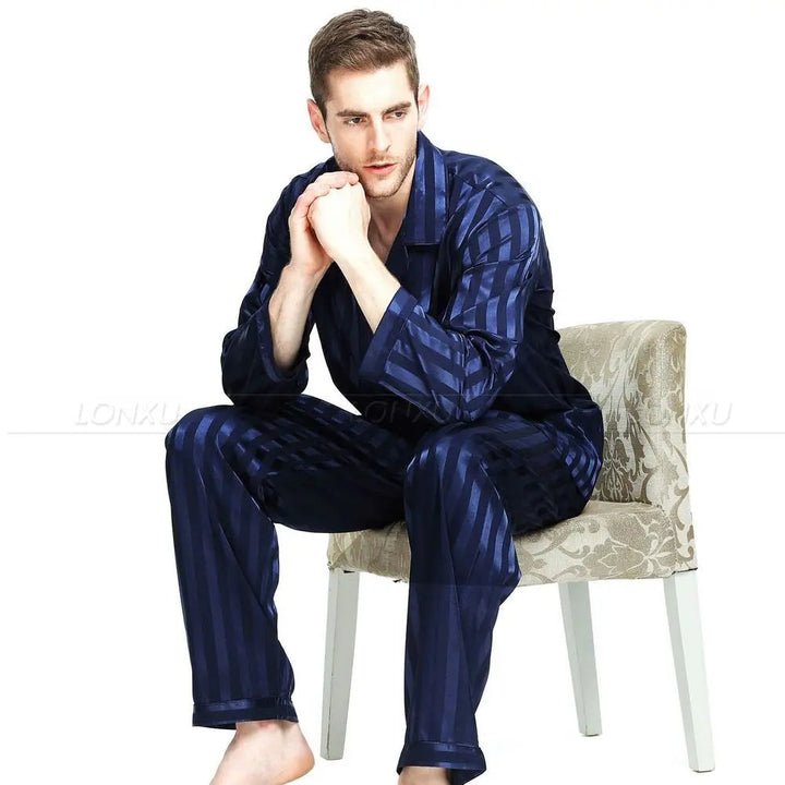 Simon | Pyjama Homme Rayé Satiné Boutonné