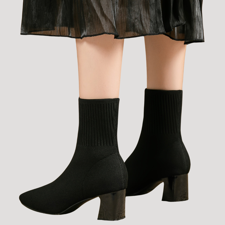 Lola | Bottes Chaussettes Femme Tricotées Talon Bloc