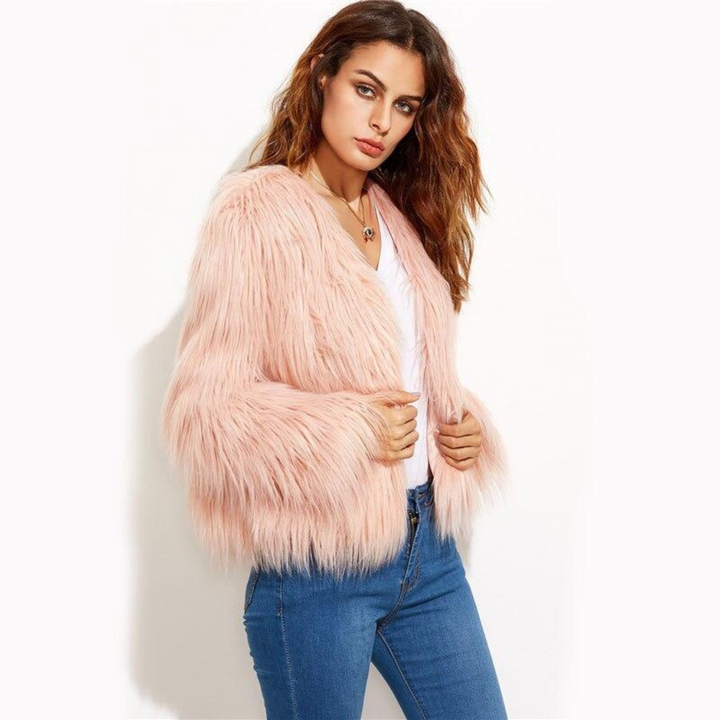 Charlotte | Veste Femme Fausse Fourrure Rose Cropped