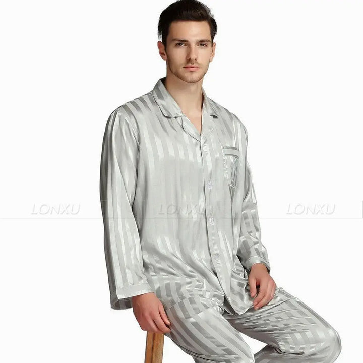Simon | Pyjama Homme Rayé Satiné Boutonné