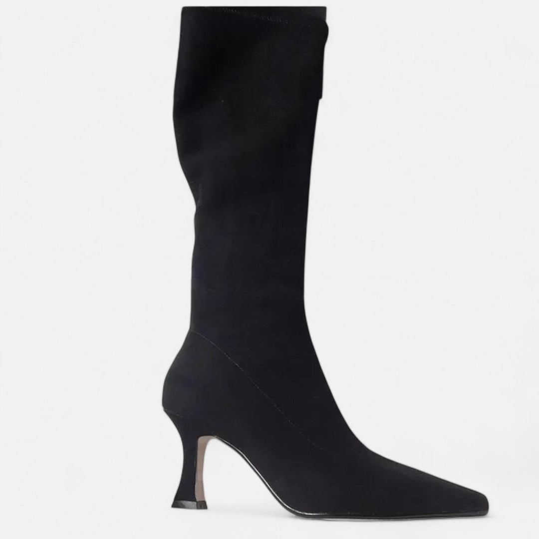 Louise | Bottes Montantes en Daim à Talon Kitten