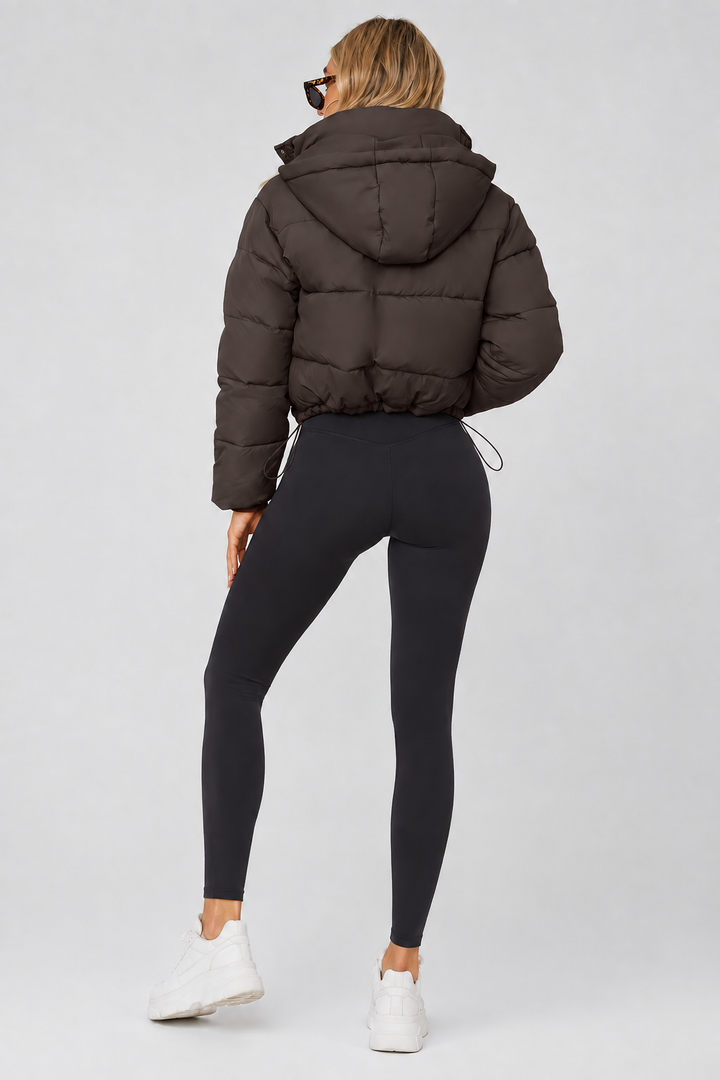 Noémie | Doudoune Courte Femme Capuche Noire