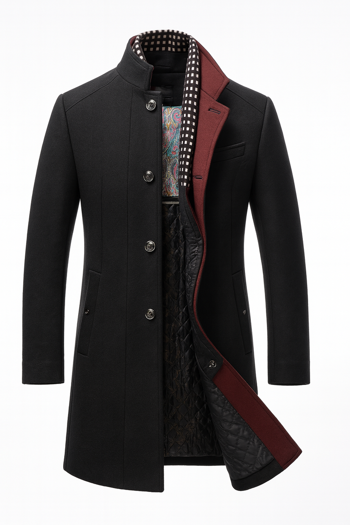 Clément | Manteau Homme Col Contrasté Boutonné Laine