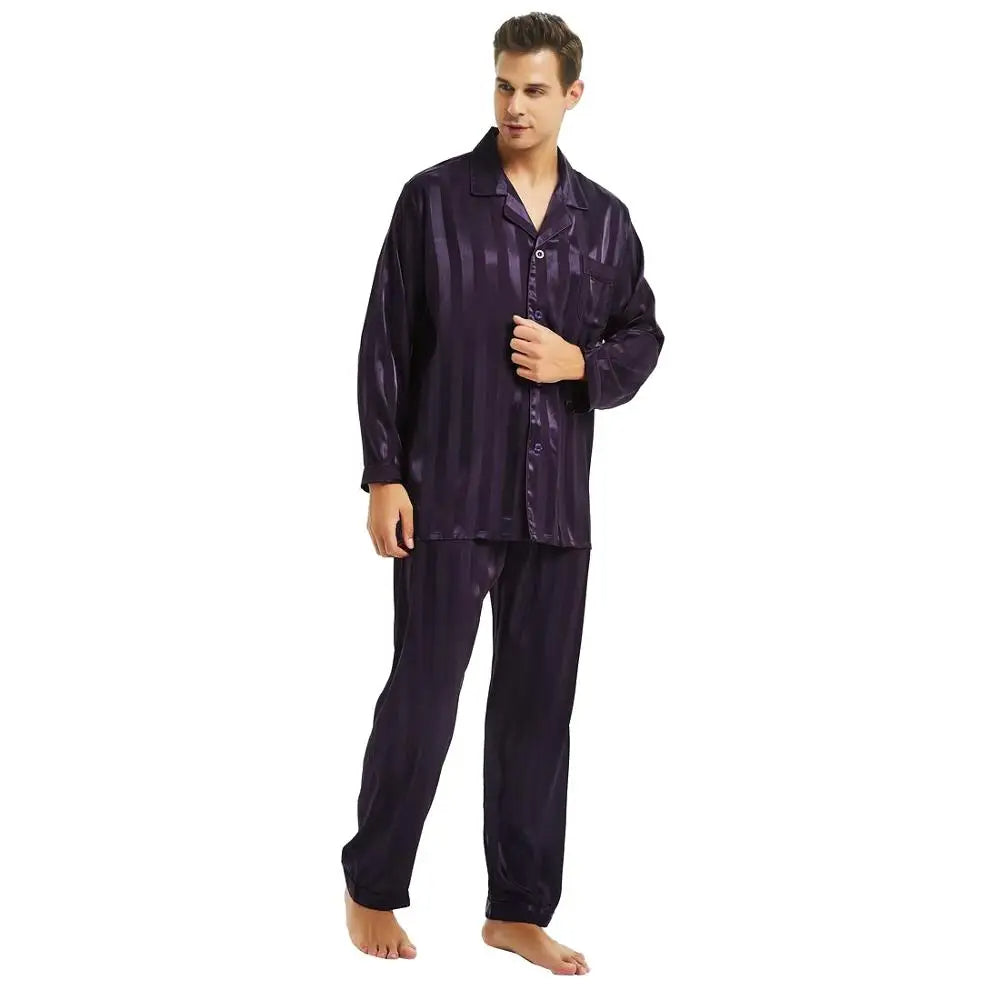 Simon | Pyjama Homme Rayé Satiné Boutonné