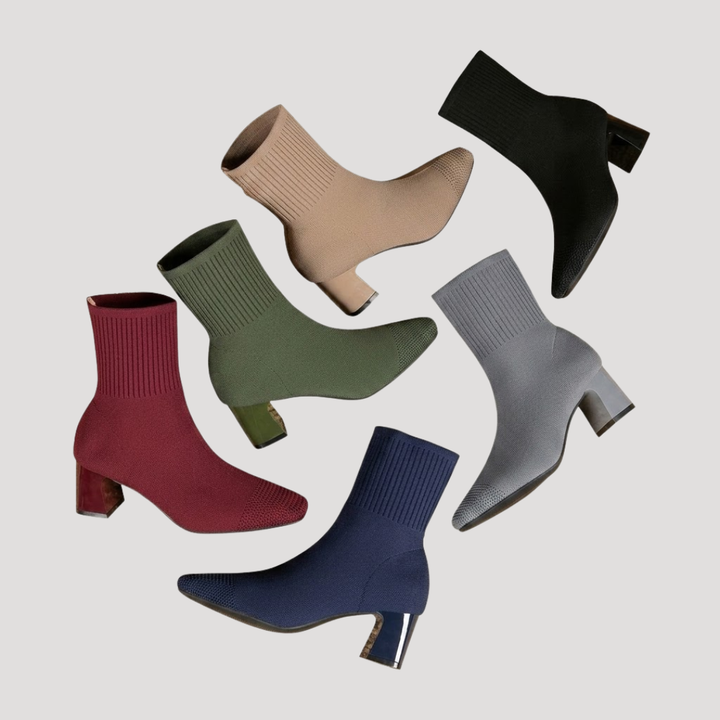 Lola | Bottes Chaussettes Femme Tricotées Talon Bloc