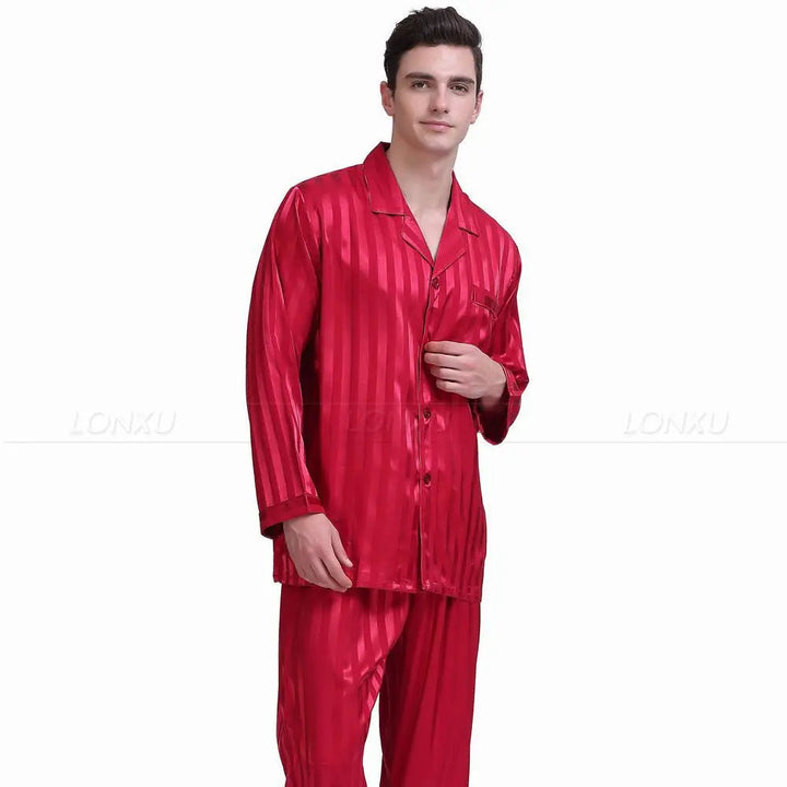 Simon | Pyjama Homme Rayé Satiné Boutonné