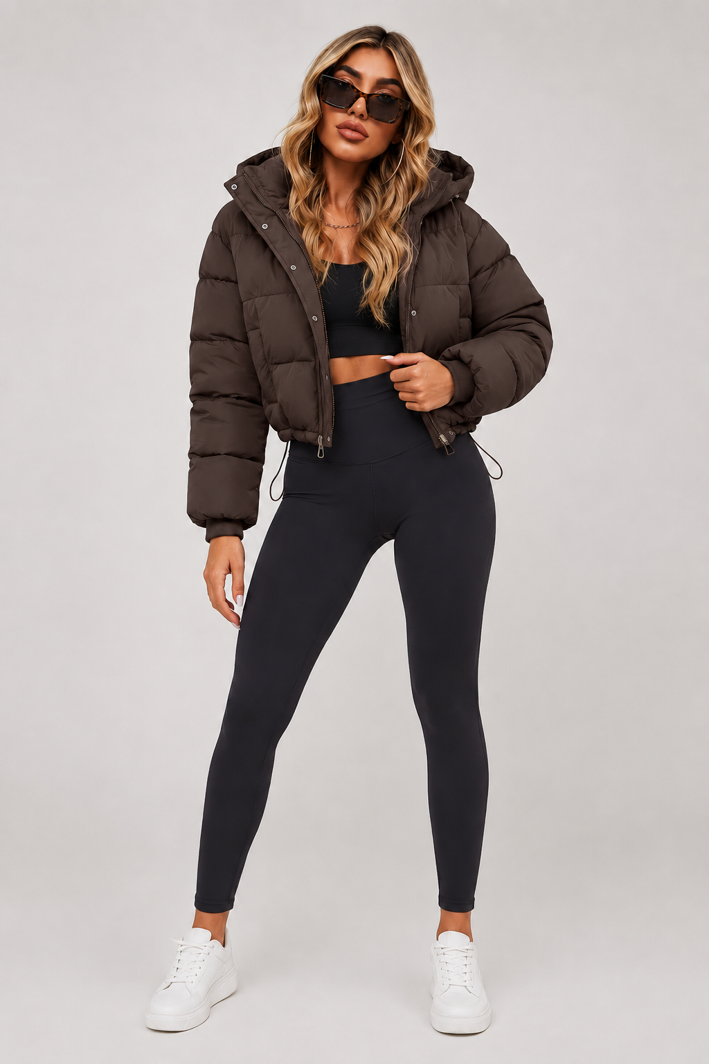 Noémie | Doudoune Courte Femme Capuche Noire