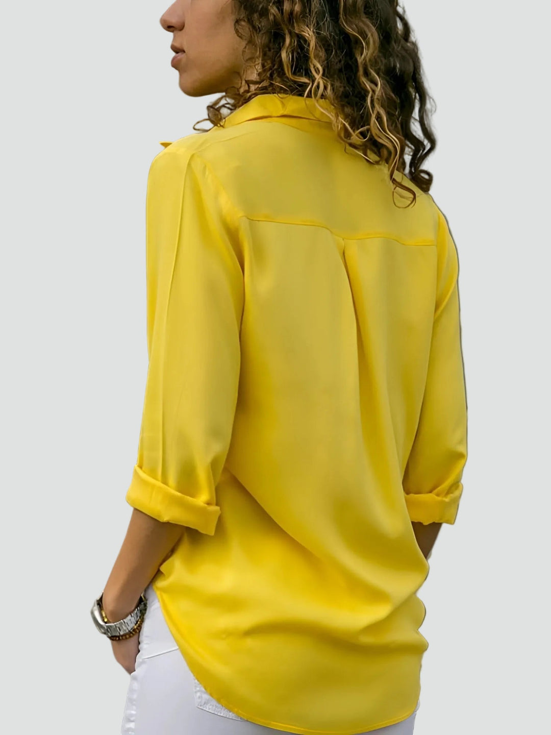 Adèle | Chemise Femme Orange Boutonnée Manches Longues