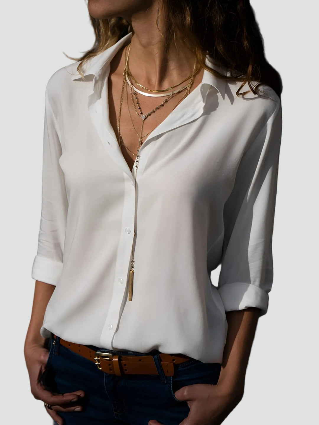 Adèle | Chemise Femme Orange Boutonnée Manches Longues