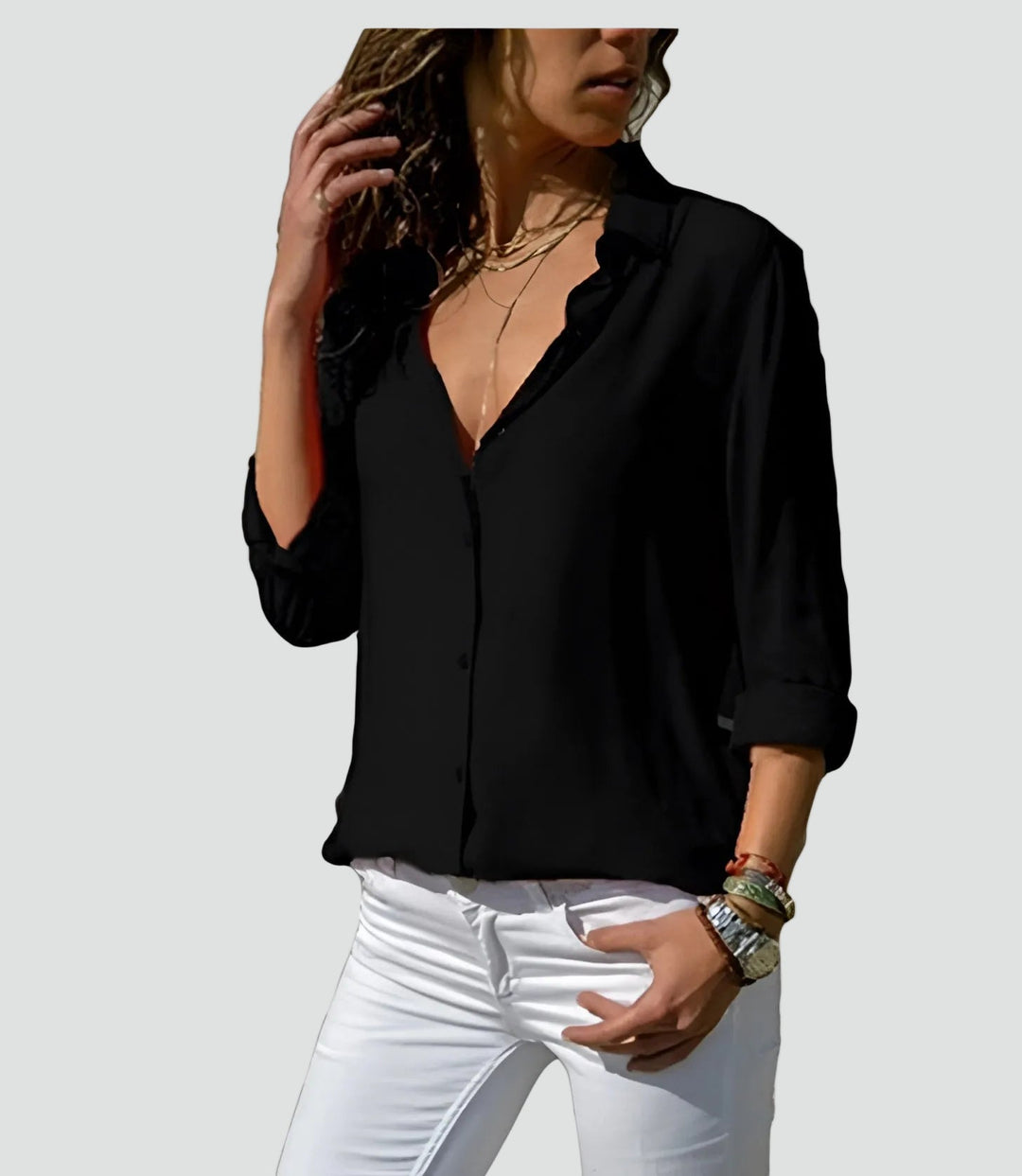 Adèle | Chemise Femme Orange Boutonnée Manches Longues
