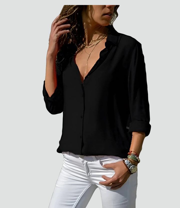 Adèle | Chemise Femme Orange Boutonnée Manches Longues