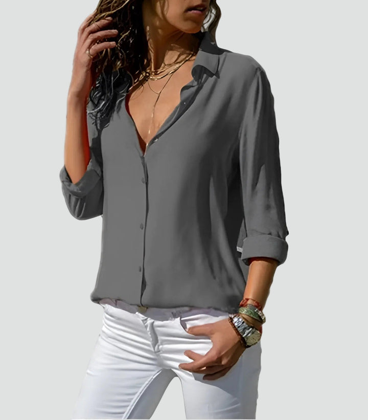 Adèle | Chemise Femme Orange Boutonnée Manches Longues