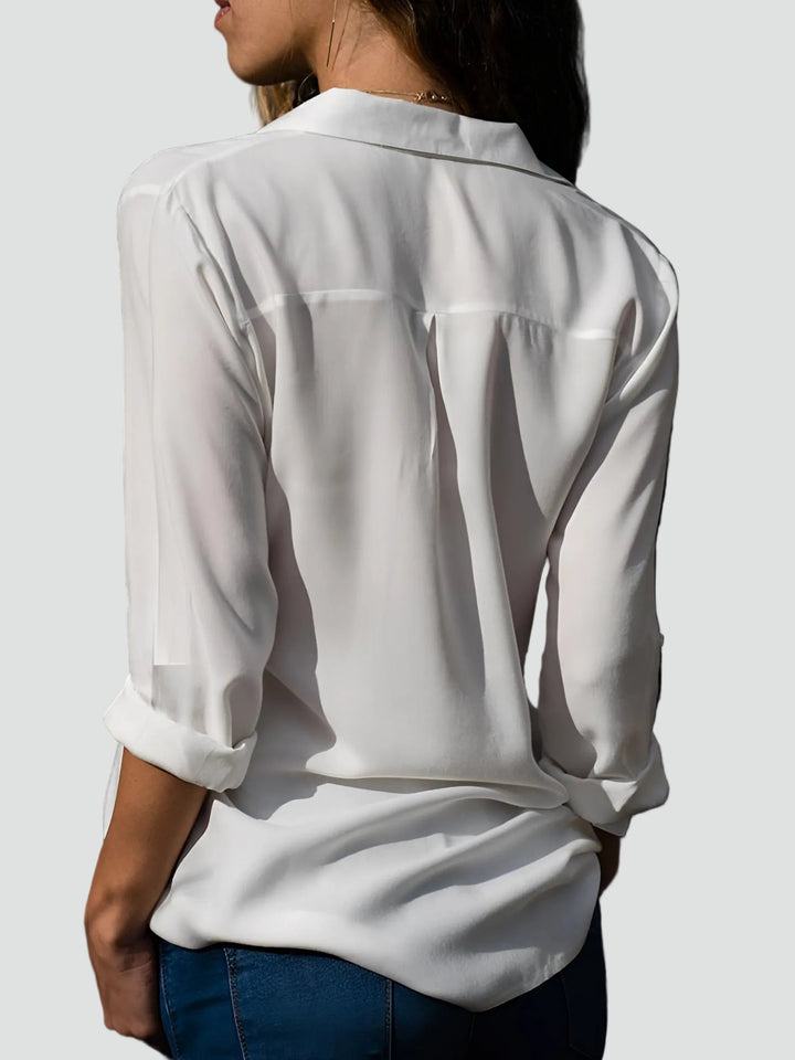 Adèle | Chemise Femme Orange Boutonnée Manches Longues