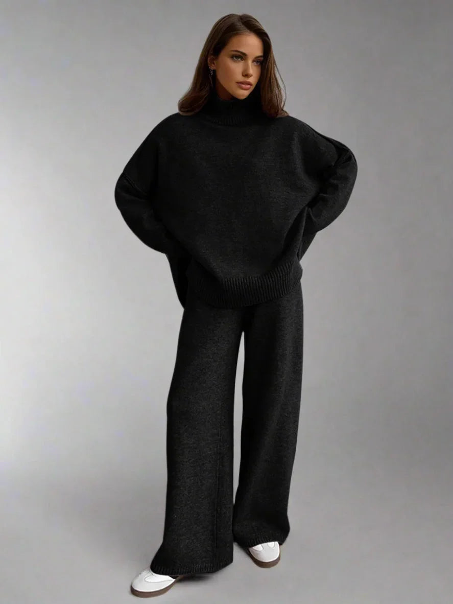 Adèle | Ensemble Maille Col Roulé Pantalon Large
