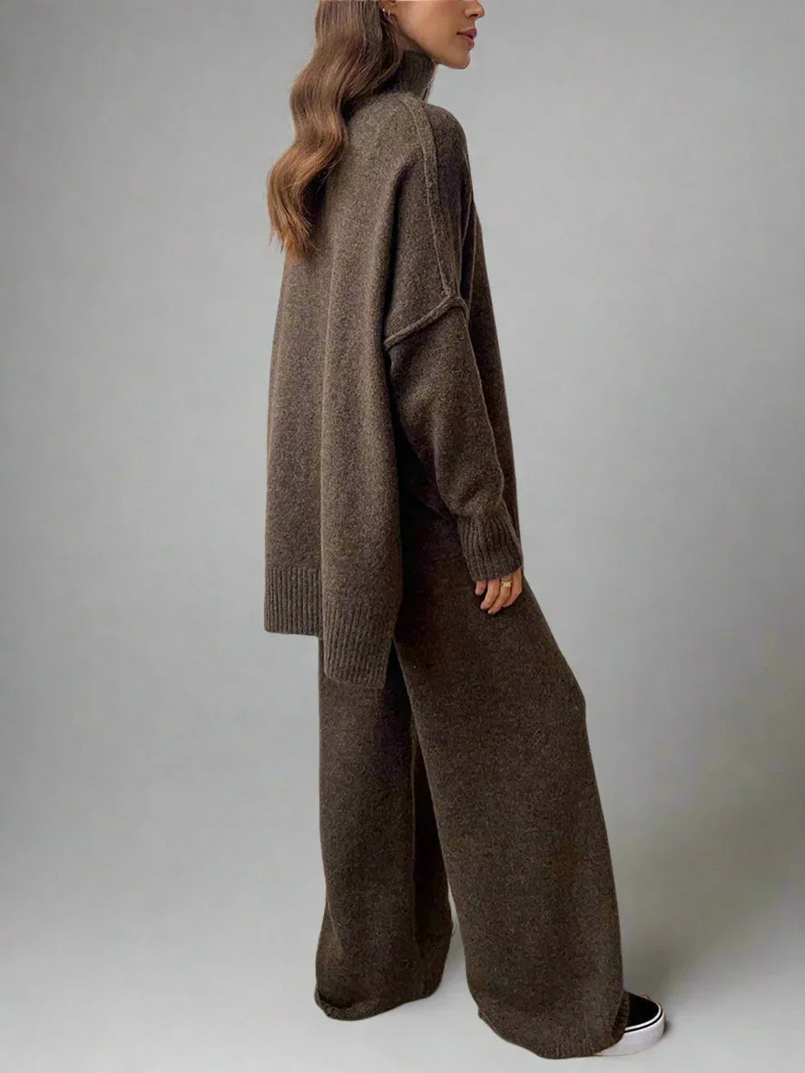Adèle | Ensemble Maille Col Roulé Pantalon Large