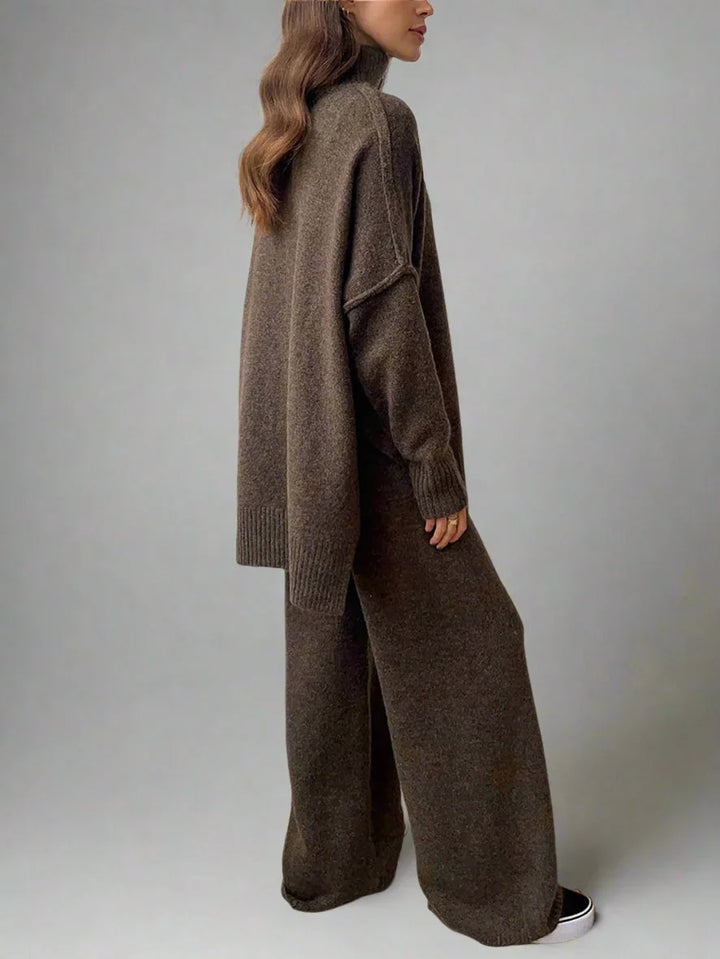 Adèle | Ensemble Maille Col Roulé Pantalon Large