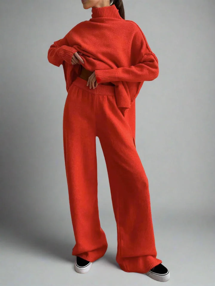 Adèle | Ensemble Maille Col Roulé Pantalon Large