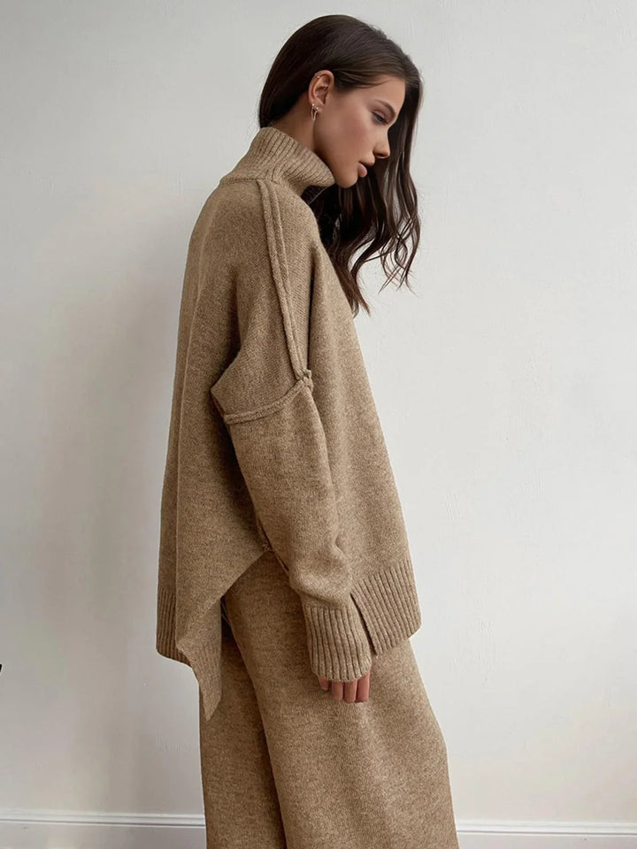 Adèle | Ensemble Maille Col Roulé Pantalon Large