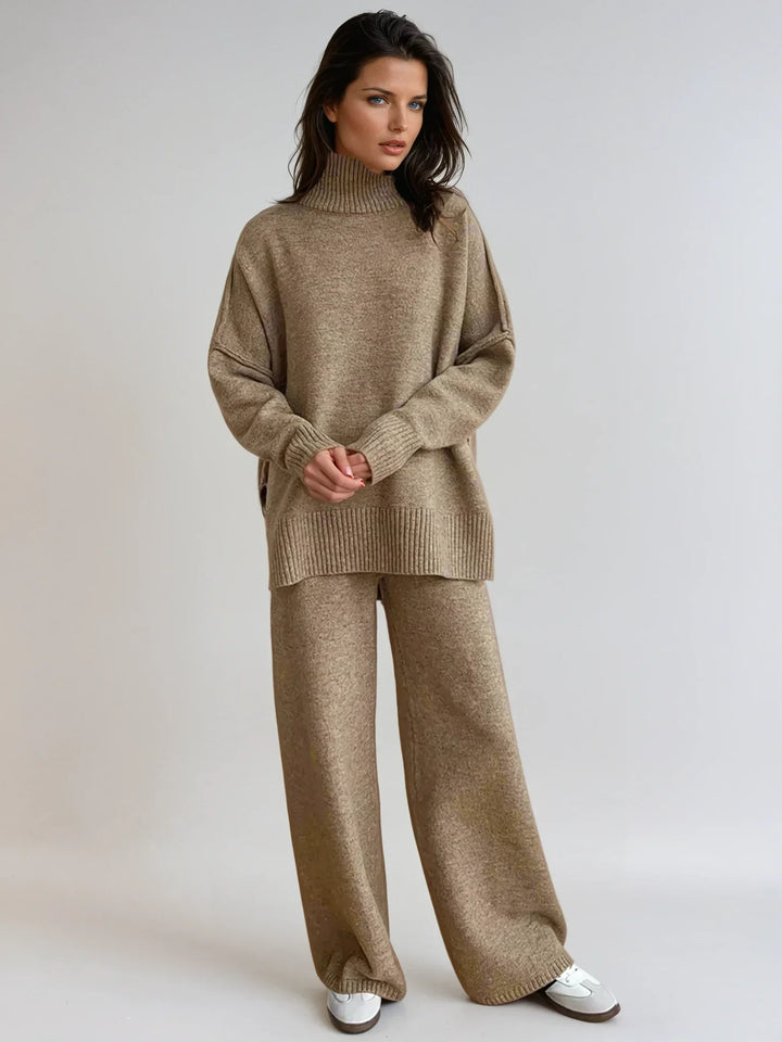 Adèle | Ensemble Maille Col Roulé Pantalon Large