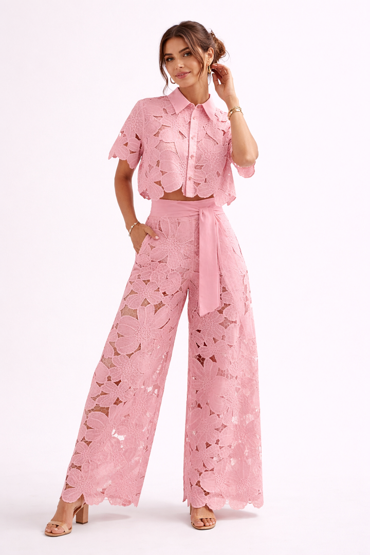 Adèle | Ensemble Pantalon Palazzo Dentelle Femme