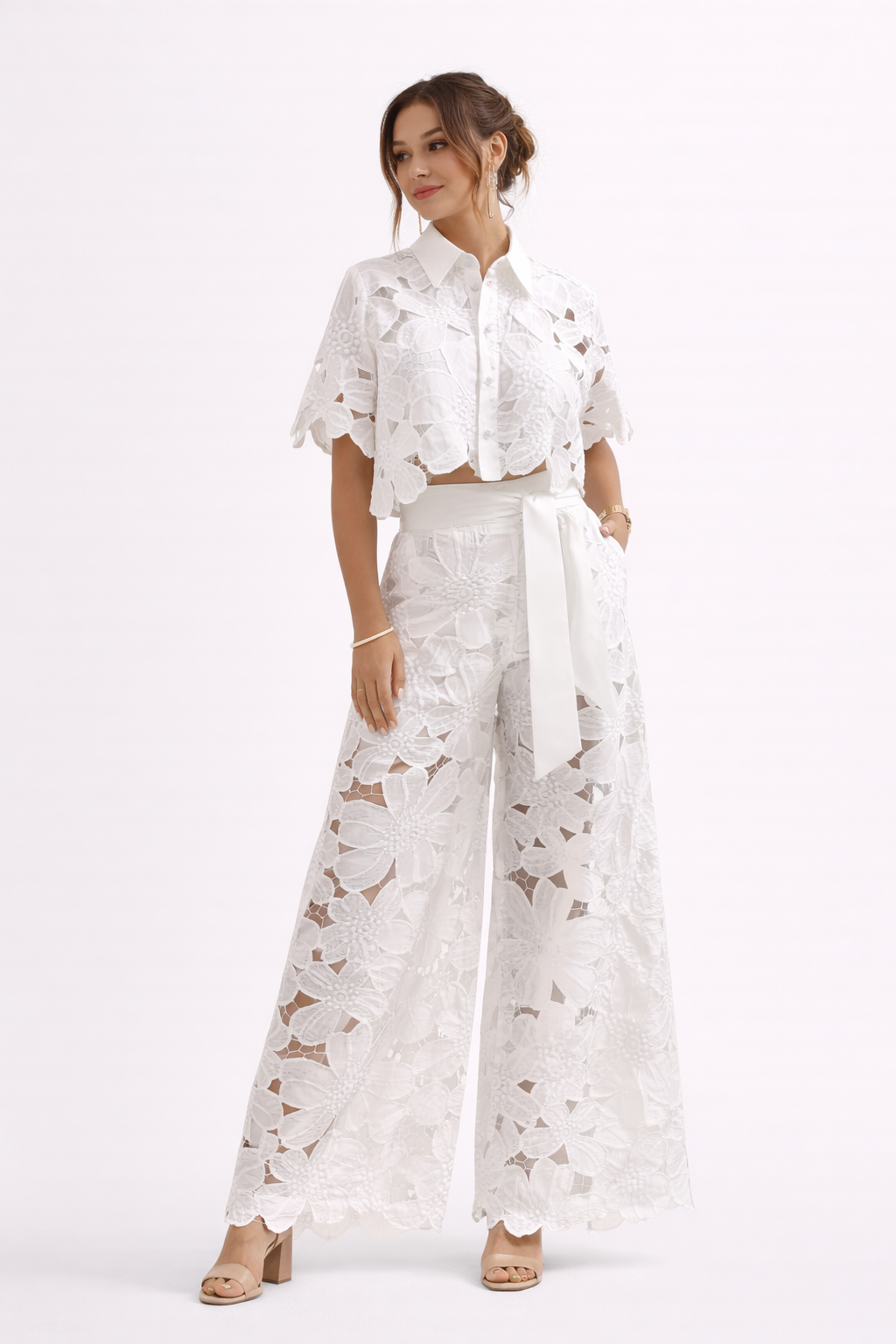 Adèle | Ensemble Pantalon Palazzo Dentelle Femme
