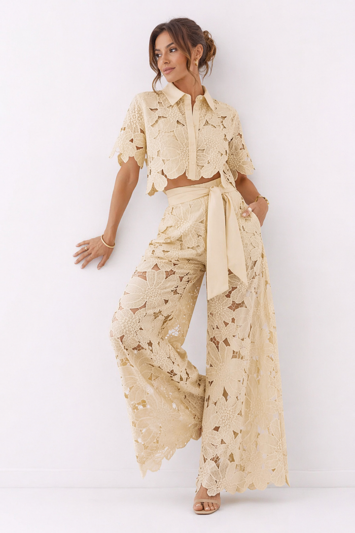 Adèle | Ensemble Pantalon Palazzo Dentelle Femme
